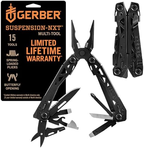 Gerber Suspension NXT 15-in-1 EDC Multitool, Pliers w/ Pocket Knife, Black by Gerber