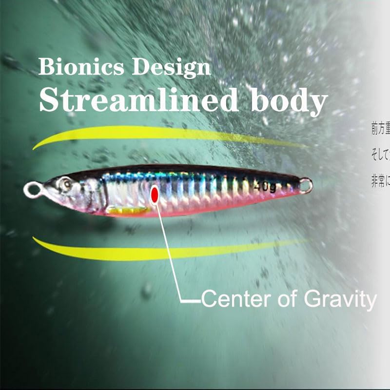 4PCS Long Cast Slow Pitch Vertical Jigs Saltwater Artificial Fishing Lure UV Glow Jig Metal Spoons Hard Jigging Bait with Glow Skirt Assist Hooks Fast Fall Jigs for Tuna Salmon Bass Kingfish - Image 5