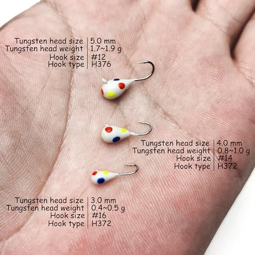 45Pcs Tungsten Ice Fishing Jigs Lures Kit, Micro Glow Tungsten Winter Jig Heads Hooks for Walleye Crappie Panfish Trout, Ice Fishing Gear Equipment Tackle Accessories - Image 6