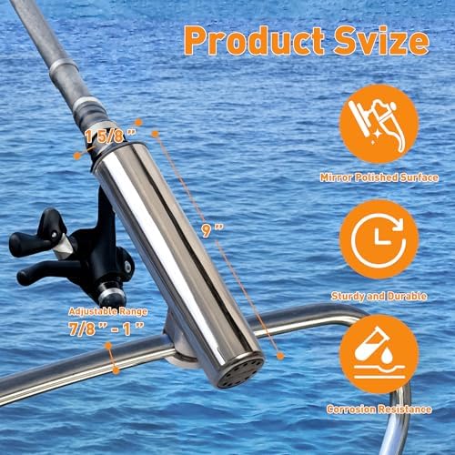 2 Pack Fishing Rod Holders for Boat Rail Mount, Stainless Steel Clamp on Rod Holder for Marine Boat, Fishing Boat, Pontoon, Jon Boat - Image 4