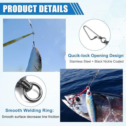 AGOOL Fishing Swivels Snaps Ball Bearing Swivels with Coastlock Snaps Stainless Steel Fishing Tackle Line Lure Leader Connector Quick Change Terminal Tackle for Lures, Leaders and Rigs - Image 5