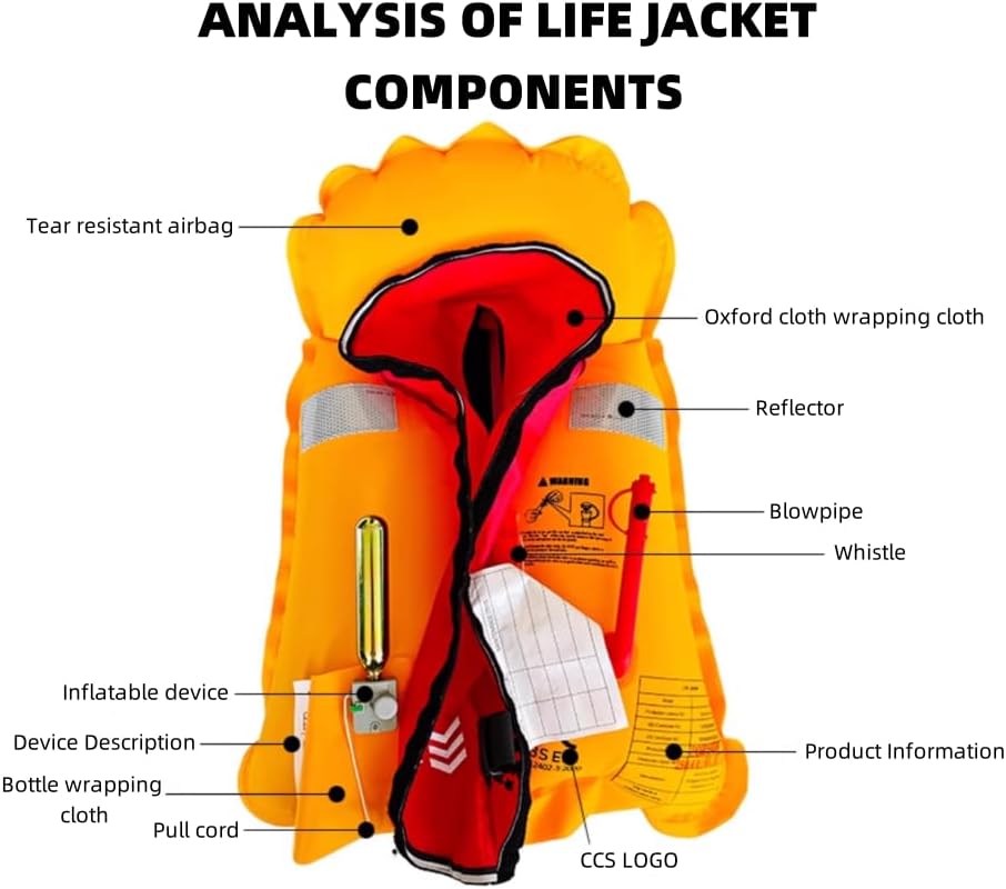 Manual Inflatable Life Jacket|Life Vest for Adults|PFD Low Profile|Supports up to 330 lbs(YSH700) - Image 2