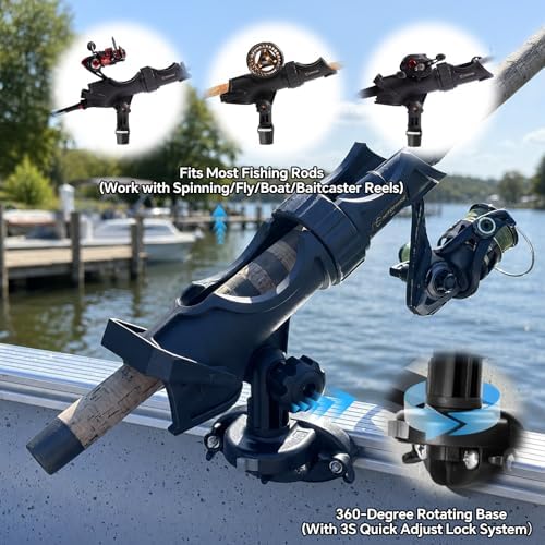 Hitorhike Side Track Fishing Rod Holder Mount, Heavy-Duty Side-Mounted Base, Compatible with 2 Mounting Bolt Options for Lund Sport,Lowe, Bass Boats&Kayaks - Image 6