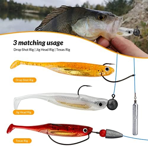 QualyQualy Soft Plastic Swimbait Paddle Tail Shad Lure Soft Bass Shad Bait Minnow Paddle Tail Swim Bait for Bass Trout Walleye Crappie - 2.75in, 3.14in, 3.94in, 5in - Image 5