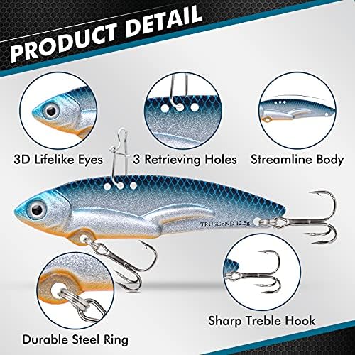 TRUSCEND Metal Fishing Jigs Lures with Hand-Polished, Colorfully Reflective Lead Fishing Spoons Glow Hard Swimbaits for Bass, Walleye, Trout, Salmon, Freshwater & Saltwater Fishing Gear Gifts for Men - Image 2
