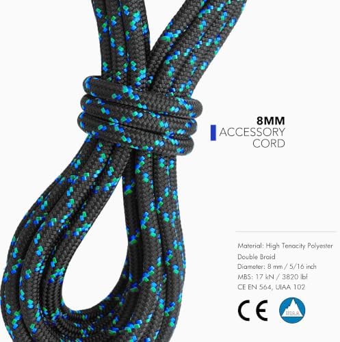 GM CLIMBING 8mm (5/16in) Accessory Cord Rope Double Braid Pre Cut CE/UIAA - Image 2