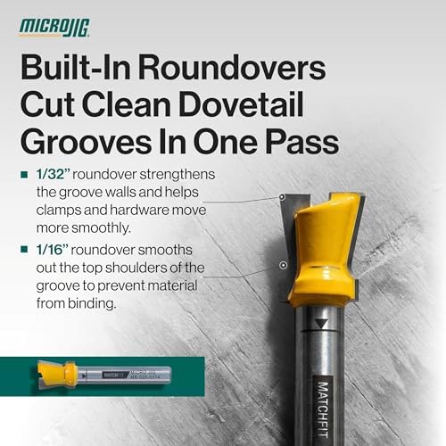 MICROJIG Matchfit Dovetail Router Bit 14 Degree x 1/2-inch 1/4-inch Shank, Woodworking Tools, MB-025-0514 - Image 3