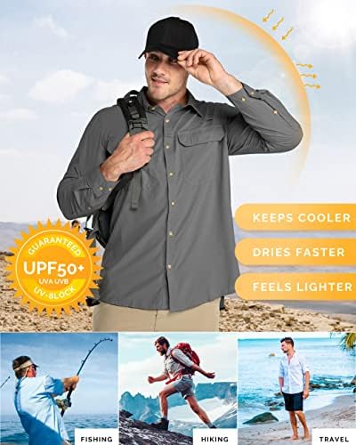 33,000ft Men's Long Sleeve Sun Protection Shirt UPF 50+ UV Quick Dry Cooling Fishing Shirts for Travel Safari Camping Hiking - Image 4