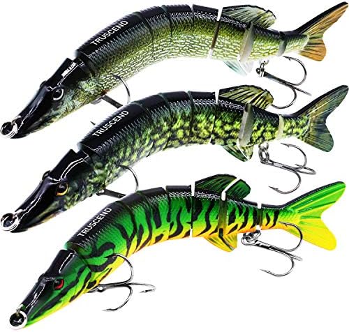 TRUSCEND Swimmax Easy Catch Fishing Lures with BKK Hooks, Wiggling, Vibrating, Rattling and Gurgling for More Bite, Heavy-Duty Dyneema Fiber Jointed Swimbaits for Bass, Trout, Walleye, Crappie, Pike by TRUSCEND
