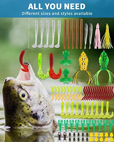 GOANDO Fishing Lures Kit for Freshwater Bait Tackle Kit for Bass Trout Salmon Fishing Accessories Tackle Box Including Spoon Lures Soft Plastic Worms Fishing Gifts - Image 4
