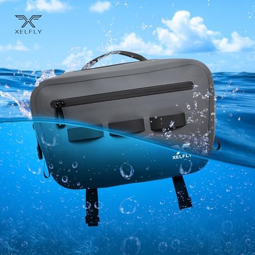 Xelfly Waterproof Fishing Waist Bag with Rod Holder, Padded Waist Straps & Gear Loops - Submersible Zipper, Rugged Top Handle, Adjustable Attachments (Gray) - Image 2