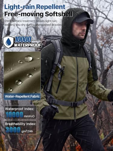 FREE SOLDIER Men's Hooded Waterproof Softshell Jacket - Image 3