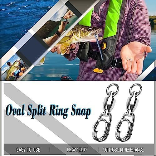 AMYSPORTS High Strength Snap Swivel Stainless Split Rings Fishing Swivel Freshwater Ball Bearing Swivels Fishing Saltwater, 25pcs, 30lbs - Image 4