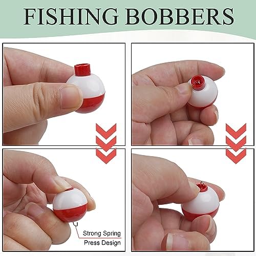 Fishing Hooks Bobbers Tackle Kit, 250pcs Basic Fishing Tackle Box Included Octopus Circle Hooks Baitholder Hooks Fishing Bobbers Weights Starter Kit for Panfish Catfish Freshwater Fishing - Image 5