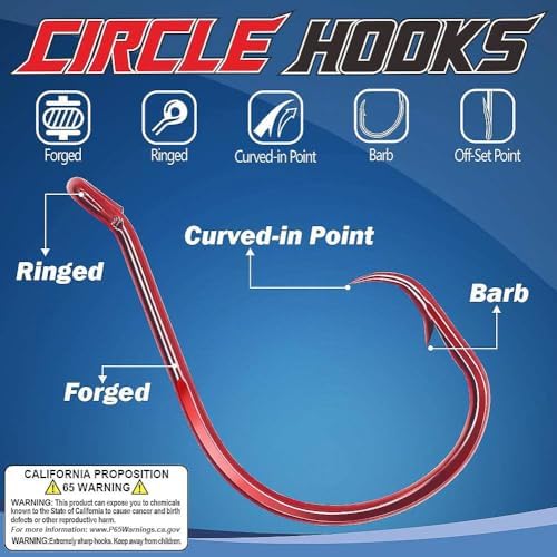 XFISHMAN Circle Hooks - Octopus Hooks Saltwater - 50 Pack #1 12/0 - Image 2