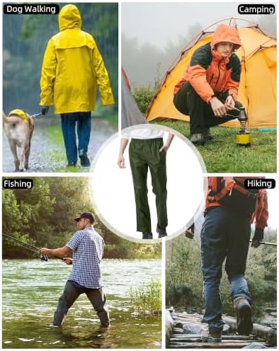 iCreek Men's Rain Pants Waterproof Breathable Lightweight Rain Over Pants - Image 6