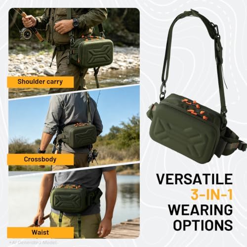 AUMENТAR Fishing Waist Bag, Lure Fishing Fanny Pack, Hard Shell Tackle Bag - Image 7