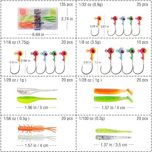 135 PCS Crappie Lures Kit - Crappie Jig Heads Fishing Hooks for Soft Plastic Lures for Trout Bass Walleye Bluegill Perch Catfish - Image 2
