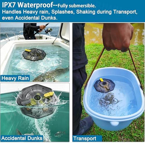Rechargeable Floating Aerator Pump - IPX7 Waterproof Portable Bait Bucket Aerator, Live Bait Aerator for Fishing, 40H+ Battery for Power Outage, Fish Tank Bubbler for Live Minnows - Image 3
