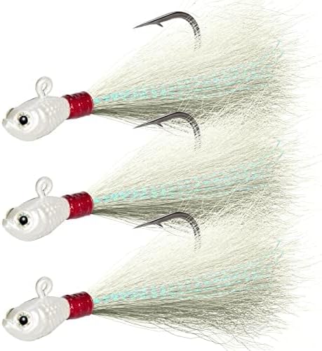 Dr.Fish 3 Pack Bucktail Jig Lure Hair Jig Saltwater Freshwater Lures Surf Fishing Bass Flounder Striper Bluefish Halibut Redfish by DrFish