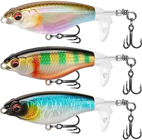 TRUSCEND Top Water Fishing Lures with BKK Hooks, Easy Catch Plopper Lure for Freshwater or Saltwater, Floating Lures for Bass, Pike, Catfish, Surface Wobble PoPobait Bass Baits Fishing Gifts for Men by TRUSCEND