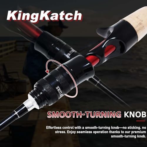Ultralight Fishing Rod 5’6”-6’6”UL, 2-Piece Spinning & Casting Rod, Carbon Graphite Lightweight Blank, Sensitive Fast Action Trout Rod, Black Fishing Pole with Red Triangle EVA Handle - Image 2