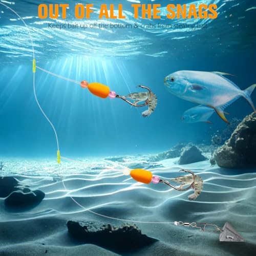Dovesun 220/104/80/60/54/52/42pcs Pompano Rig Floats for Surf Fishing Foam Bobbers for Fishing Fly Fishing Bobbers Floats Bright Color Kit/Round/Cylindrical/Heart/Bullet/Pill/Spin Shape - Image 4