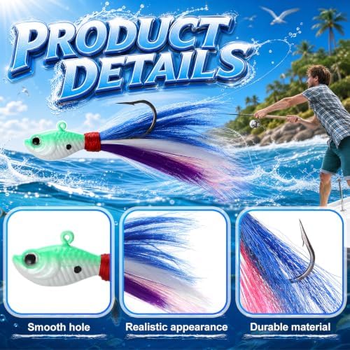 10 Pcs Bucktail Jigs Saltwater Hair Jig Fishing Lures - Image 3