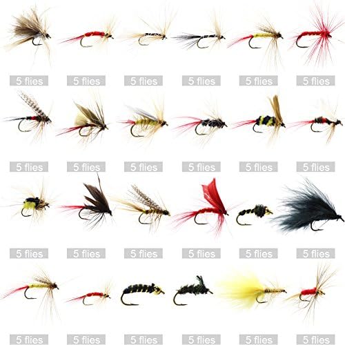 Croch 120pcs Dry/Wet Flies Box Set - Mix Designs Fishing Lure for Bass, Salmon, Trout - Floating/Sinking Assortment with Waterproof Fly Box - Image 2