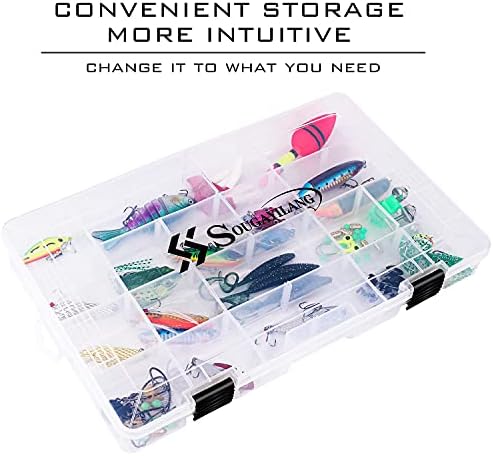 Sougayilang Fishing Tackle Boxes - 3600 3700 Plastic Storage Organizer Box with Removable Dividers - Fishing Tackle Storage - 4 Packs Transparent Tackle Trays - Image 4