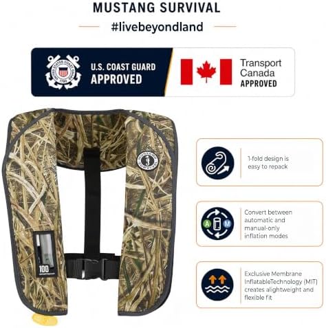 Mustang Survival MIT 100 Convertible A/M Inflatable PFD Life Jacket Single - Image 5