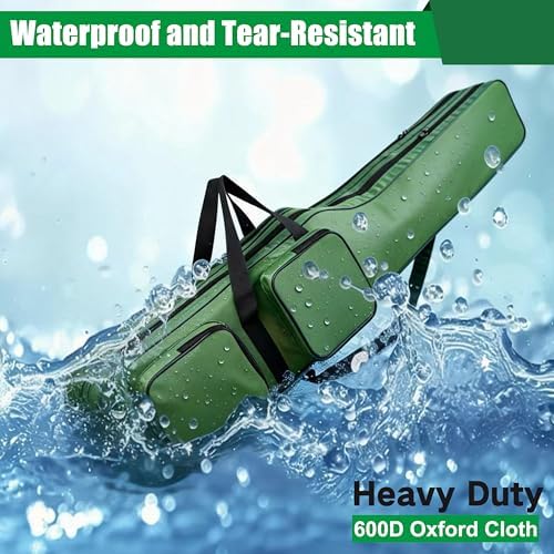 SILANON Fishing Rod Case, Portable Fishing Pole Bag 4.27ft Waterproof Rod Reel Carrier Organizer Large Capacity Tackle Storage Bag Travel Carry Case Gift for Men - Image 6