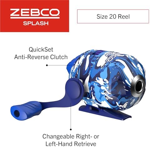 Zebco Splash Spincast Reel and Fishing Rod Combo, Fiberglass Rod, Ball Bearing System, All Metal Gears, 8-Pound Line - Image 3
