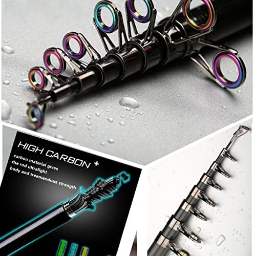 Portable Fishing Spinning Rod and Reel Combo Set Carbon Fiber Fluorescent Rod Tip, with Fishing Lures Line Carrier Bag Kits for Travel Surf Saltwater Freshwater - Image 6