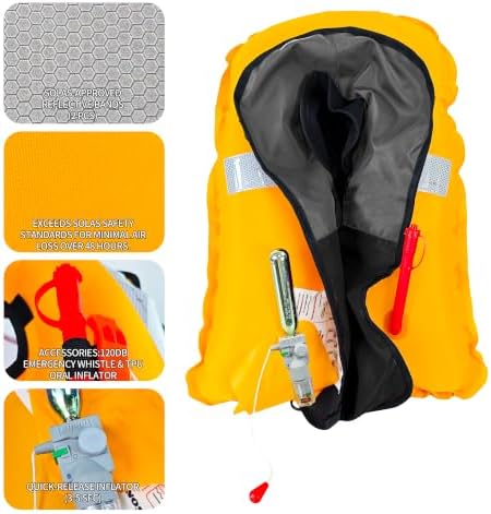 Automatic Inflatable Life Jacket,Preserver PFD for Adults,Life Vest for Adult,Supports Weight up to 330 pounds - Image 3