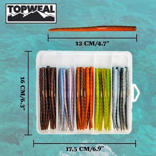 4.7" Floating Worms for Bass Fishing, 50PCS TPE Stick Baits - Image 2