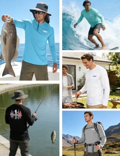 Men's UPF 50+ Sun Fishing Shirt, Long Sleeve UV Protection Tee, Quick Dry Rash Guard for Outdoor Swim Hiking - Image 6