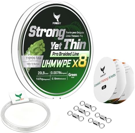 8 Strand UHMWPE Braided Fishing Line 20LB w/Fluorocarbon Leader Kit by PowJoy-ProPowerPureJoy