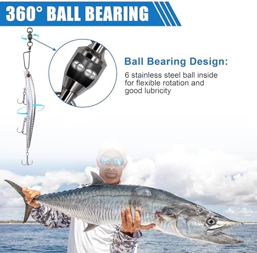 AGOOL Fishing Swivels Snaps Ball Bearing Swivels with Coastlock Snaps Stainless Steel Fishing Tackle Line Lure Leader Connector Quick Change Terminal Tackle for Lures, Leaders and Rigs - Image 6