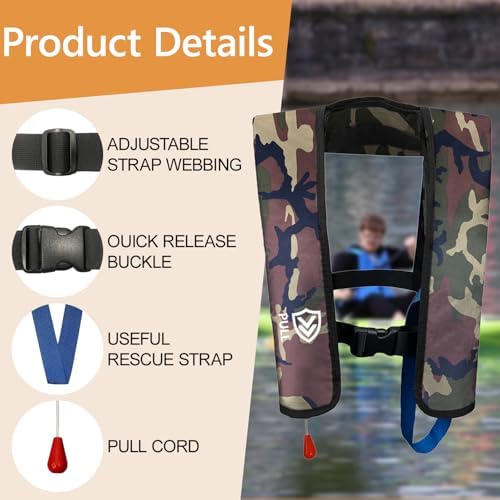 Manual Inflatable Life Jacket for Adults| Supports up to 330 lbs - Image 5