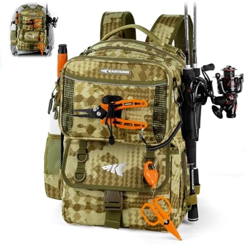 KastKing BaitSpace 50L Fishing Backpack with 4 Tackle Boxes, 2 Rod Holders by KastKing
