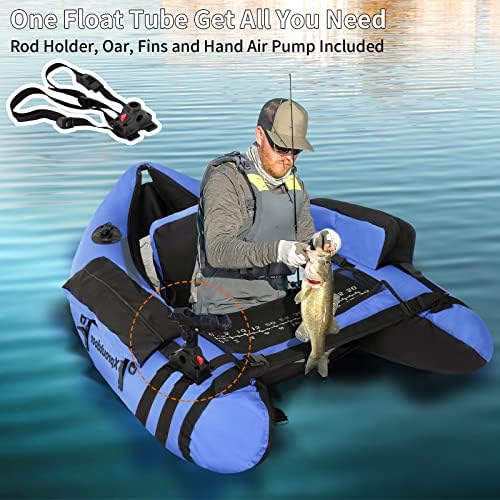 Fishing Float Tube with Adjustable Backpack Straps, Storage Pockets, Fish Ruler, Fly Fishing Boat with Pump, Oar, Rod Holder and Mount, Fins, 350LBS Load Bearing Capacity, FT003 - Image 4