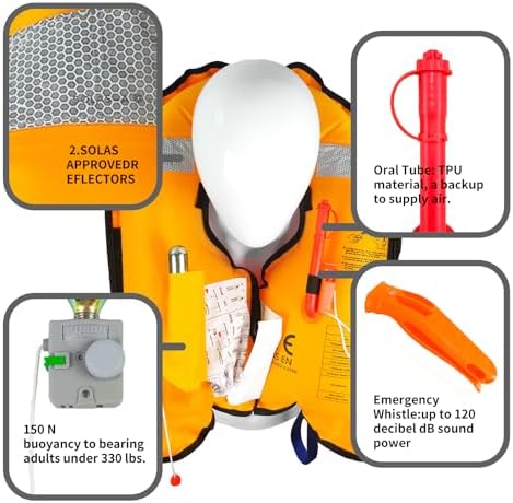 Manual Inflatable Life Jacket|Life Vest for Adults|PFD Low Profile|Supports up to 330 lbs(YSH700) - Image 4