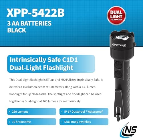 Nightstick XPP-5422B 3 AA Intrinsically Safe Permissible Dual-Light Flashlight, Black - Image 2