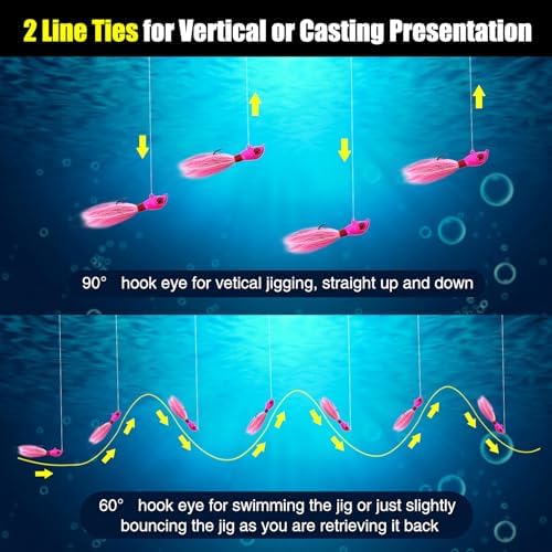 Eupheng Glow Bucktail Jigs, Surf Fishing Hair Jig with Mustad Hook - Image 2