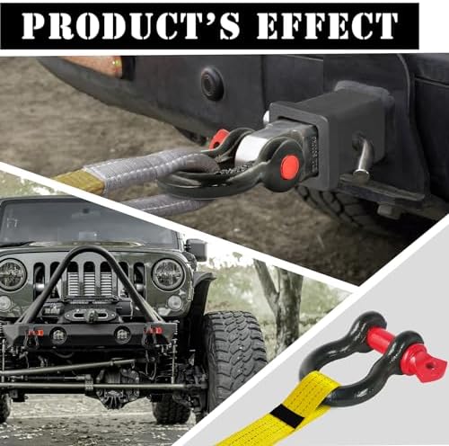 5/8" D Ring Shackle with 3/4" Screw Pin, 3.25T Working Load Limit (WLL) / 19.5T (42,990 lb) Minimum Breaking Strength (MBS) for Tow Strap Winch, Off-Road Vehicle Recovery (Black/Red, 2 Pack) - Image 6