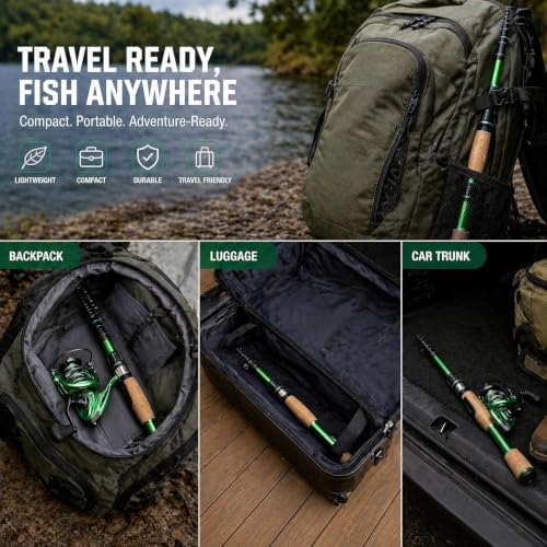 Telescopic Fishing Combo, 6FT Carbon Fiber Rod with 3000 Spinning Reel, Lightweight Kit with Carrier Bag for Bass Trout Catfish Freshwater Saltwater Travel - Image 6