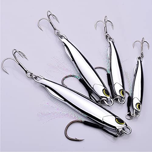 5pcs Sea Fishing Lure Jigging Spoons, Metal Sea Fishing Spinner Lure Tackle Set, Jigging Lures Metal Jigs Jigs Spoon Jig Lures for Bass Tuna Pike Salmon Trout by Unknown