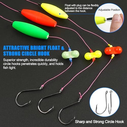Catfish Rig Catfishing Tackle Making Kit,131/139pcs Santee Cooper Rigs with Circle Hooks Peg Floats Bobber Stoppers Swivels Rattle Bell Beads Catfishing Gear Equipment - Image 3