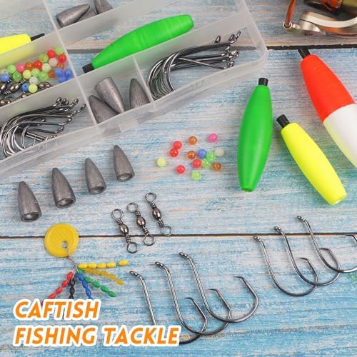 Catfish Rig Catfishing Tackle Making Kit Santee Cooper Rig with Catfish Floats Rattling Line Float Lures Peg Float Bobbers Catfish Hooks Swivels Catfish Sinker Weights Fishing Rattle Bells - Image 6